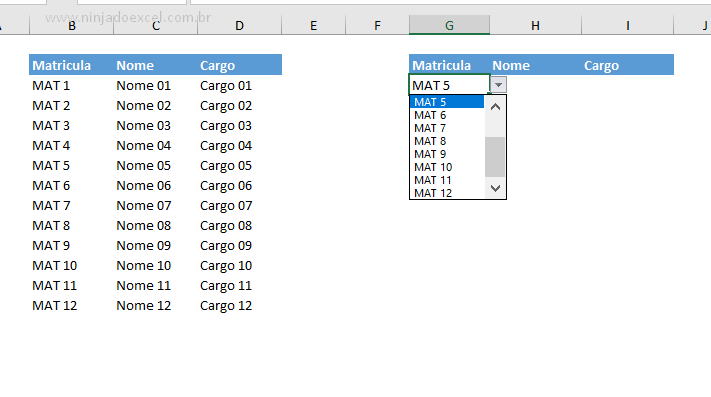 Base para Função PROC no Excel