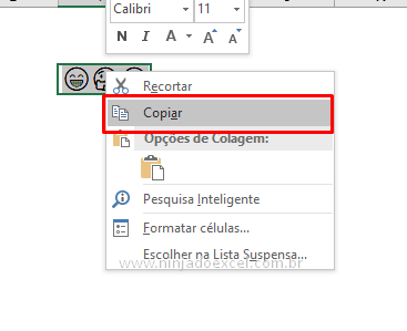 Copiando os Emoji no Excel