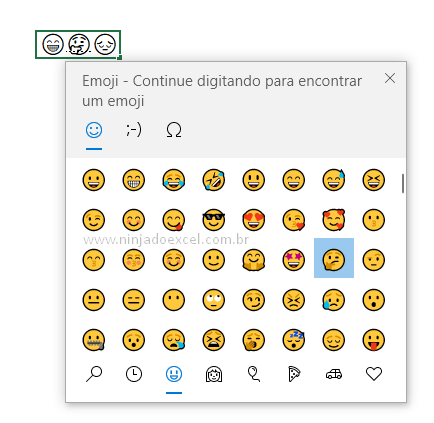 Escolhendo os Emoji no Excel
