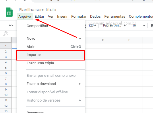 Importar Planilhas do Excel no Google Planilhas