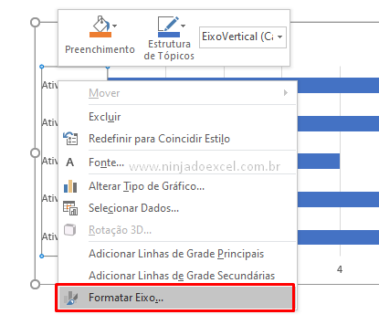 Nova formatação para inverter eixo do gráfico no Excel