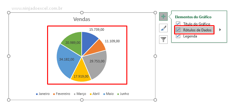 Rótulos para Valor e Percentual no mesmo Rótulo de Dados no Excel