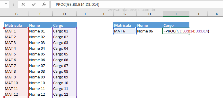 Segundo exemplo da Função PROC no Excel