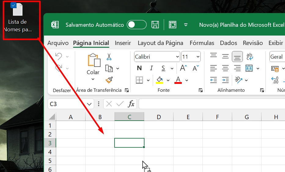 Importar txt para Excel, arrastar e soltar arquivo