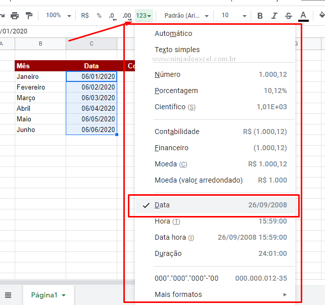 Formatar Números em uma Planilha no Google Planilhas Ninja do Excel