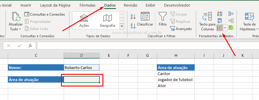 Botão para criar Menu Dropdown no Excel