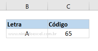 Segundo resultado do código da letra no Excel