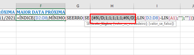 Analisando corresp para encontrar Menor e Maior Data Mais Próxima no Excel