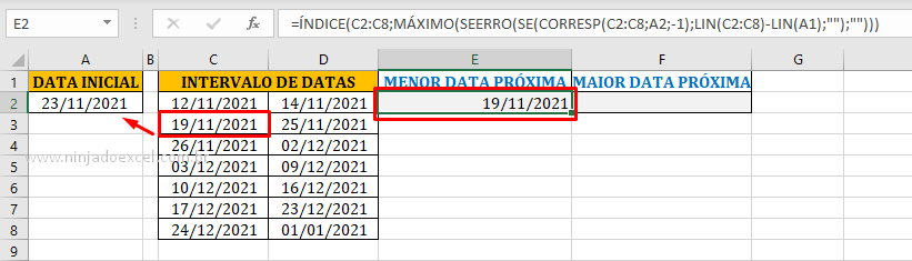 Encontrando a Menor e Maior Data Mais Próxima no Excel