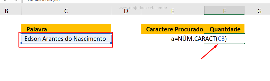 Função núm.caract para obter Caracteres Específicos no Excel
