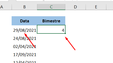 Primeiro resultado de Bimestre no Excel