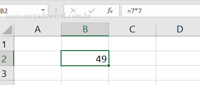 Resultado 2 de Elevar ao Quadrado no Excel