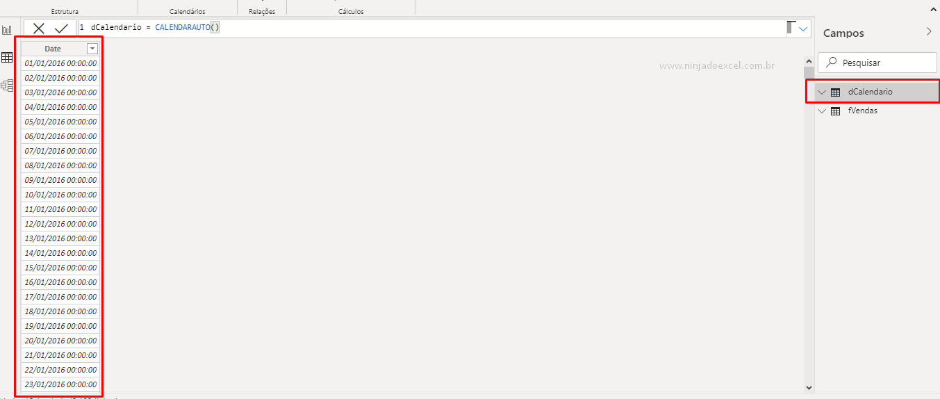 Tabela de Calendários Automática no Power BI