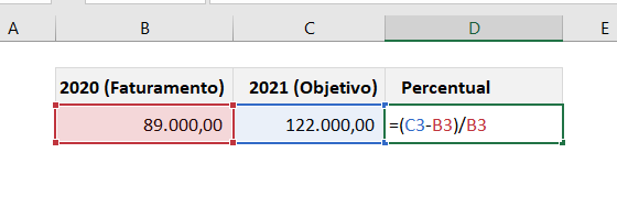 Calcular Porcentagem no Excel na variação