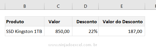 Calcular Porcentagem no Excel para encontrar o valor pronto