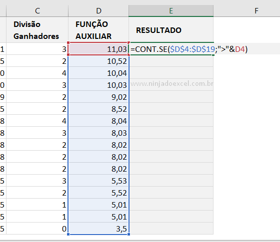 Cont.se para Ranking Entre Duas Colunas de Valores no Excel