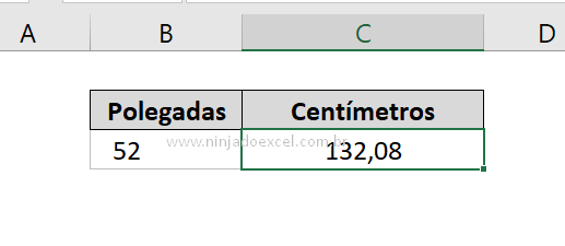 Converter Polegadas para Centímetros no Excel