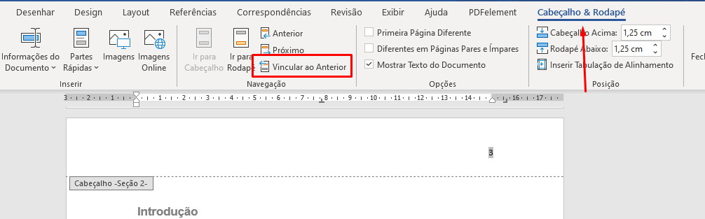 Desmarcar para numerar páginas no Word