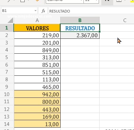 Entendendo o objetivo em 5 Últimos Valores no Excel