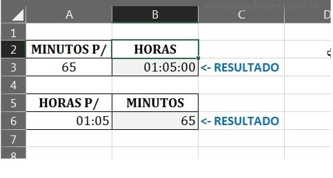 Entendendo o objetivo em Minutos Para Horas Excel