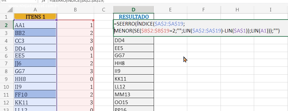 Evitando erros com a função Seerro em Remover Itens Destacados no Excel