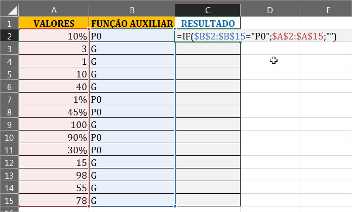 Função SE, teste logico em Extrair Formatos em Porcentagem no Excel