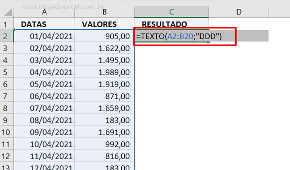 Função texto para conseguir o Total dos Sábados no Excel
