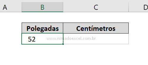 Planilha para Converter Polegadas para Centímetros no Excel
