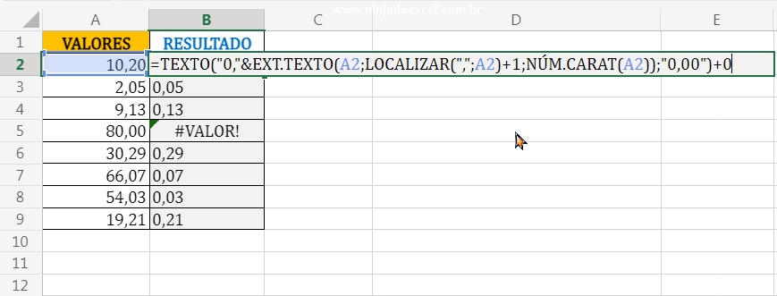 Somando a função Texto com zero em Teste de Excel
