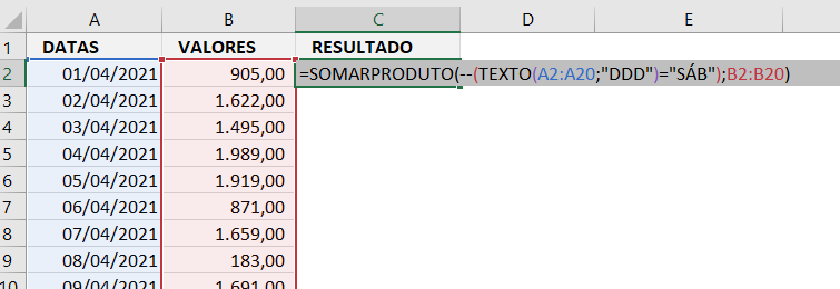 Exercício de Excel Intermediário: SomarProduto para Total dos Sábados no Excel