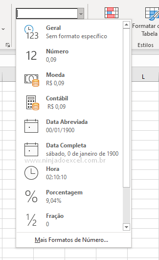 Vários formatos para Criar uma Planilha no Excel