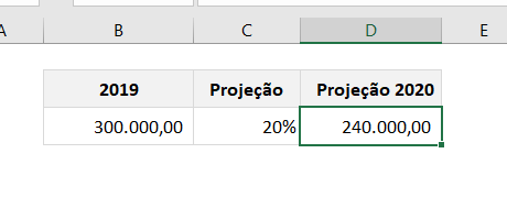 valor menor para Calcular Porcentagem no Excel