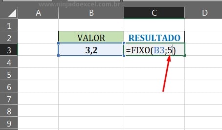 Adicionando 5 casas decimais em Função FIXO no Excel