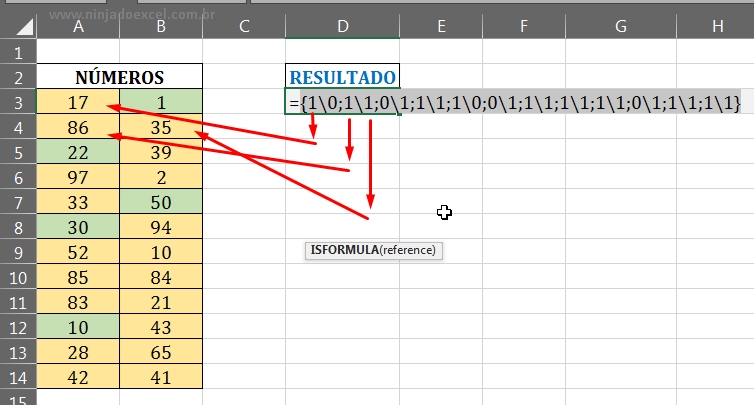 Depurando a função em Usar a Função ÉFÓRMULA no Excel