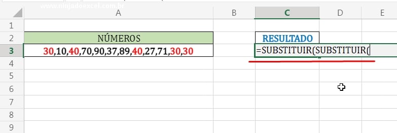 Função SUBSTITUIR em Números Específicos em uma Célula no Excel