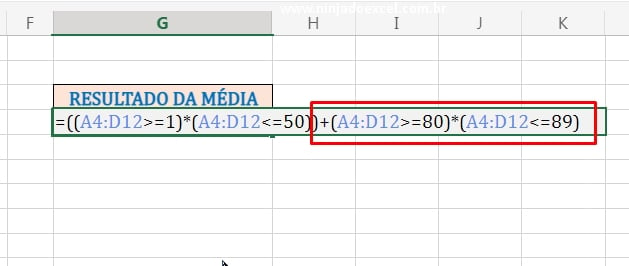 Próxima lógica E em Média com 4 Critérios no Excel