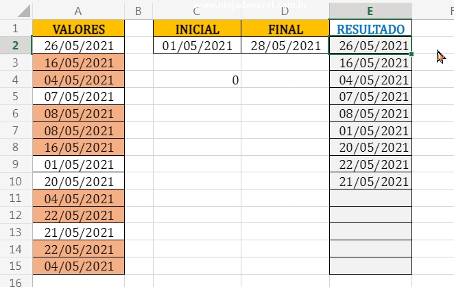 Resultado final em Aleatórias sem Repetir no Excel