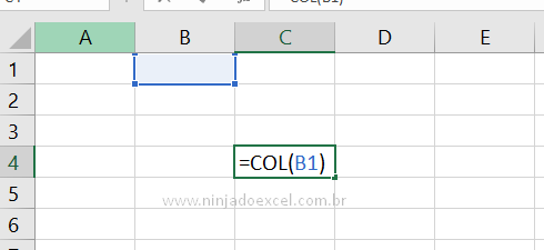 Usando Função COL no Excel