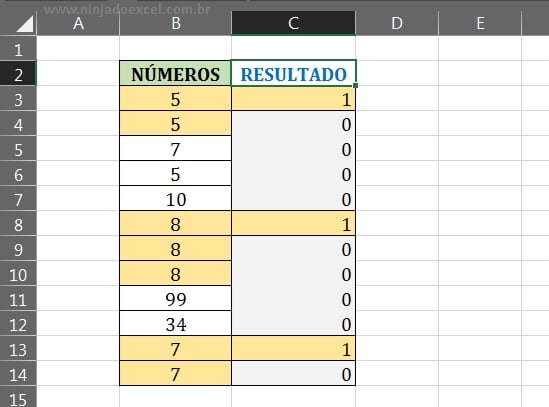 Entendendo o objetivo em Números Consecutivos no Excel