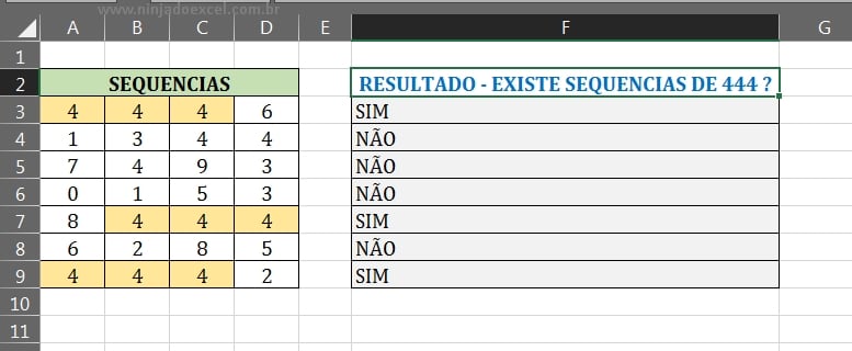 Entendendo o objetivo em Sequencias de 3 Números no Excel