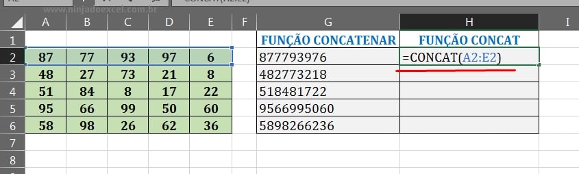 Função CONCAT em Função Concatenar e Concat no Excel