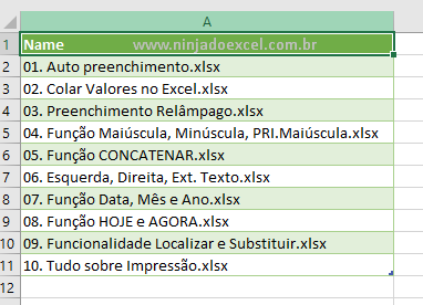 Listar Arquivos Pastas do Windows no Excel