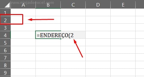 Primeiro argumento da função ENDEREÇO em Função ENDEREÇO no Excel