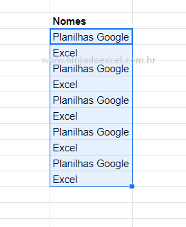 Lista automaticamente no Planilhas Google com palavras