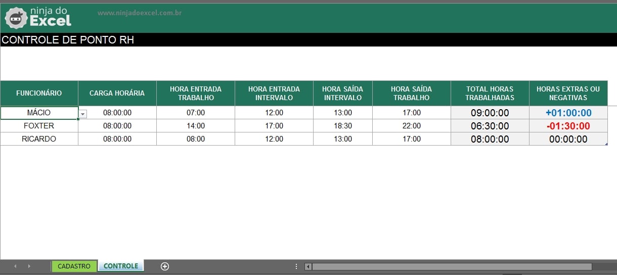 Planilha de horas trabalhadas no Excel: como fazer controle de ponto