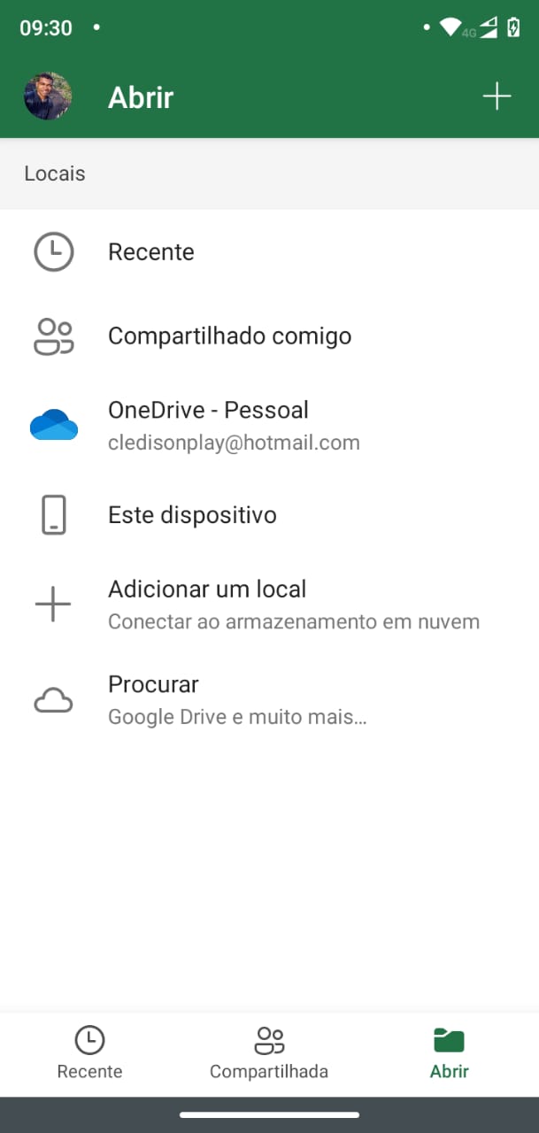 OneDrive após Instalar o Excel no Celular