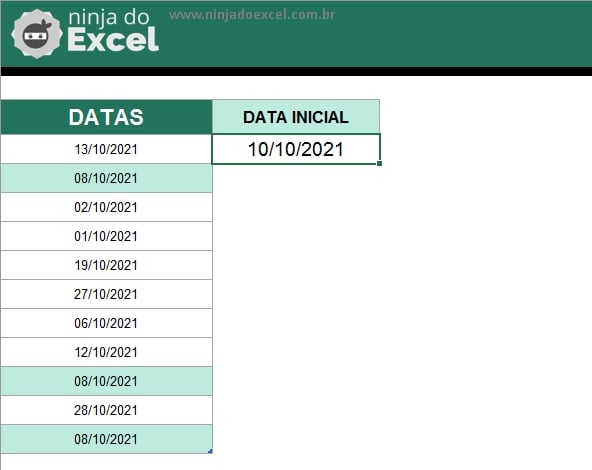 Data Mais Próxima no Excel