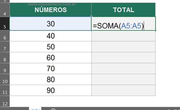 Função SOMA em Intervalos com $ Função Excel