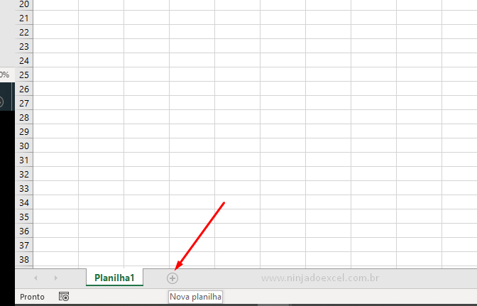 Ícone de nova planilha no Excel