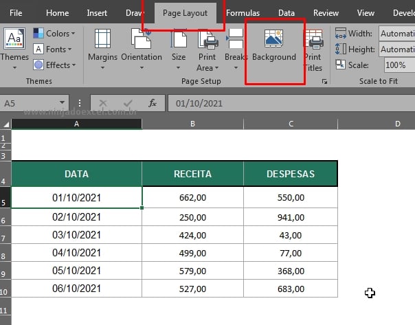 Inserindo fundo em Adicionar ou Remover Fundo no Excel
